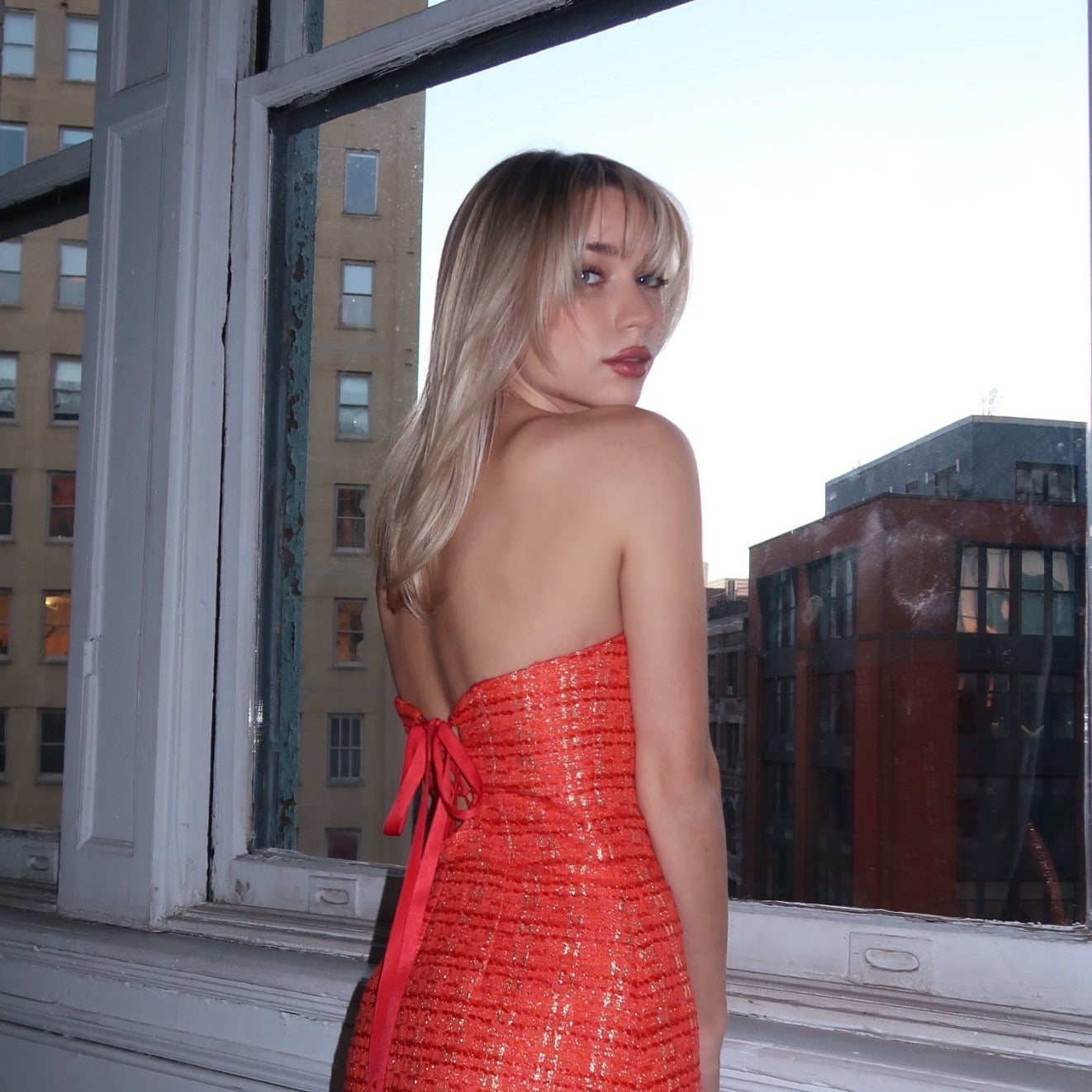 lucille nyc red dress Eloise Corset Dress